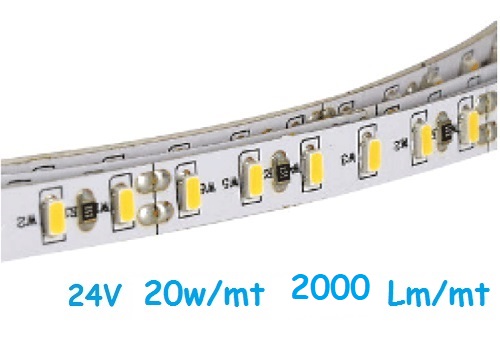 Strip LED 24V 2835 240 Led/mt 20w/mt Luce Fredda